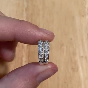 Sterling silver and CZ hoop earrings